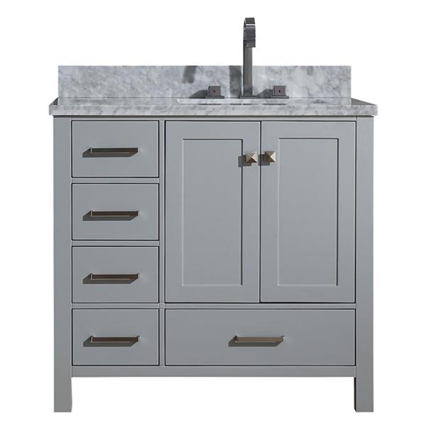 Ariel Right Offset Single Sink Vanity, 48 Inch Vanity Top With Offset Sink