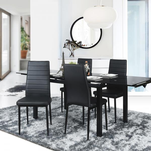 Furniturer Black High Back Dining Chair, Dining Room Chairs Set Of 4 Black