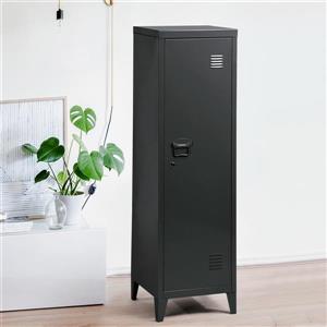 Kid Storage Cabinet Industrial Metal Locker w/ Lock Shelves Black 54.1'' H 