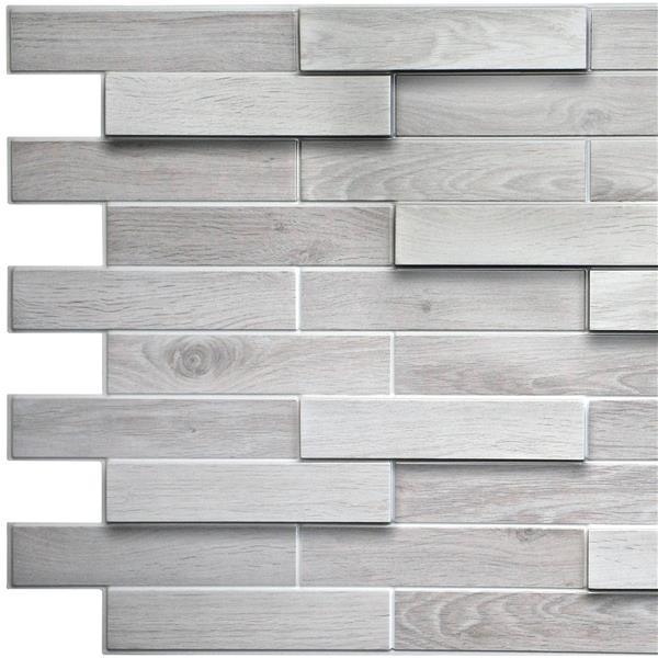 Dundee Deco Pvc 3d Wall Panel White Grey Oak Bricks 3 2 X 1 6 Lowe S Canada - Pvc Wall Panels Canada