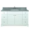 Lukx Bold Damian 54-in White Single Sink Bathroom Vanity with Crystal Grey Quartz Top