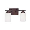 Millenium Lighting Durham 2-Light Vanity Light With Etched White Glass - Rubbed Bronze
