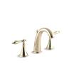 KOHLER Finial Widespread Bathroom Sink Faucet with Lever Handles - Gold