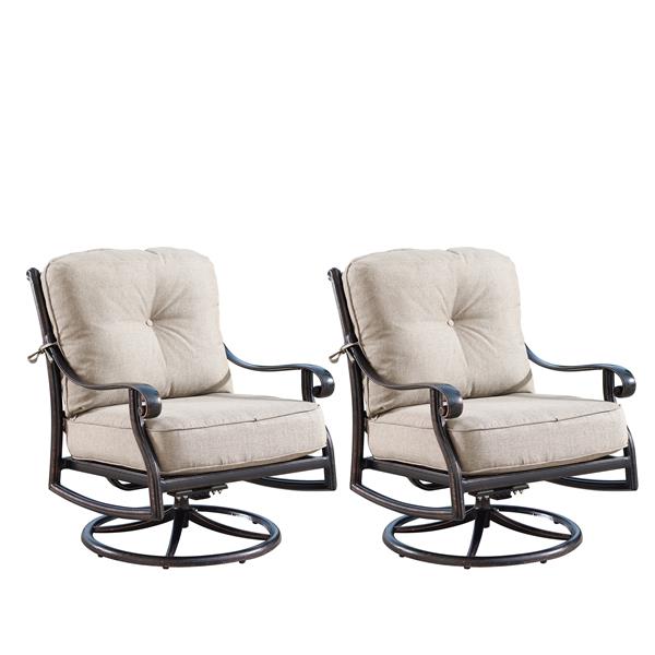 Oakland Living Rocking Patio Chair 34 2 In X 33 8 Light Beige Set Of Lowe S Canada - Swivel Chair Patio Set