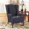 Sure Fit Stretch Suede Wing Chair - 29-in x 42-in - Storm Blue