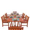 Vifah Malibu Outdoor Wood Dining Set with Extension Table - 7-pcs