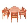 Vifah Malibu Dining Set Extension Table & Stacking Chairs - 9-pcs