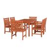 Vifah Malibu Outdoor Wood  Rectangular Table Dining Set - 7-pcs