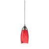 ELK Lighting Milan Mini Pendant Light - 1-Light - Satin Nickel with Red Glass