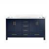 GEF Willow Bathroom Vanity with 2 Sinks - Solid surface Top - 60-in - Blue