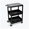 Luxor Flat Top and Tub Middle/Bottom Shelf Cart - Black