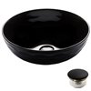 Kraus Viva Round Vessel Bathroom Sink - 16.50-in - Glossy Black