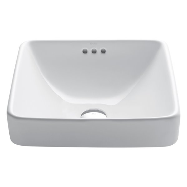 Kraus Elavo Square Drop In Bathroom Sink 16 25 White Lowe S Canada - Elavo Square Drop In Bathroom Sink With Overflow