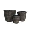 Grapevine Round Resin Wicker Planters - Neutral Grey - Set of 3