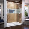 DreamLine Flex Shower Door/Acrylic Base - 30-inx 60-in - Chrome