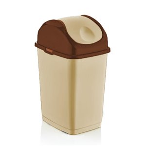 Superio Trash Can - Swing/Push Lid - 8.5-in - 5-L - Beige/Brown