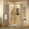 DreamLine Prime Corner Sliding Shower Enclosure in Brushed Nickel with White Base Kit - Clear Glass - 38-in W
