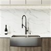 VIGO Bingham Stainless Steel Kitchen Sink with Matte Black Faucet - Double Bowl - 38-in