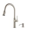 Kraus Single Handle Pull Down Kitchen Faucet Deck Plate and Soap Dispenser