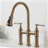 Kraus Allyn Transitional Brushed Gold 2-handle Deck Mount Bridge Kitchen Faucet