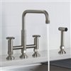 Kraus Urbix Industrial Stainless Steel 2-handle Deck Mount Bridge Kitchen Faucet