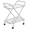 WHI Contemporary Bar Cart with 2 Tier - Chrome and Clear Glass - 26.5-in x 16.5-in