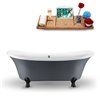 Streamline Freestanding Oval Bathtub with External Center Drain - 34-in x 68-in - Glossy Grey Acrylic