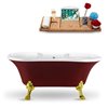 Streamline Freestanding Oval Bathtub - Center Drain - 32-in x 60-in - Glossy Red Acrylic