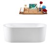 Streamline Freestanding Oval Bathtub - Reversible Drain - 32-in x 67-in - Glossy White Acrylic
