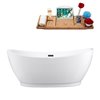 Streamline Freestanding Oval Bathtub and Tray - 32-in x 67-in - Glossy White Acrylic