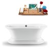 Streamline Freestanding Oval Clawfoot Bathtub with External Drain - 32-in x 60-in - Glossy White Acrylic