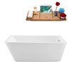 Streamline 32W x 60L Glossy White Acrylic Bathtub and a Polished Chrome Reversible Drain with Tray
