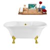 Streamline Freestanding Oval Bathtub with External Center Drain - 34-in x 68-in - Glossy White Acrylic