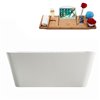 Streamline Freestanding Rectangular Bathtub with Internal Center Drain - 30-in x 59-in - Glossy White Acrylic