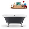 Streamline Freestanding Oval Bathtub with Chrome Overflow - 32-in x 60-in - Glossy Grey Acrylic