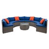 CorLiving Parksville Outdoor Patio Sectional Set - Grey/Oxford Blue - 5-Piece
