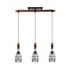 Beldi Tralee Collection 3-Light Pendant Light - Black and Wood