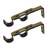 Versailles Home Fashions Double Wall Brackets - 16/19mm Rod - Antique Brass - 2-pack