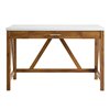 46-in Rustic Modern Farmhouse Computer Desk with Drawer-Walnut Base/White Top