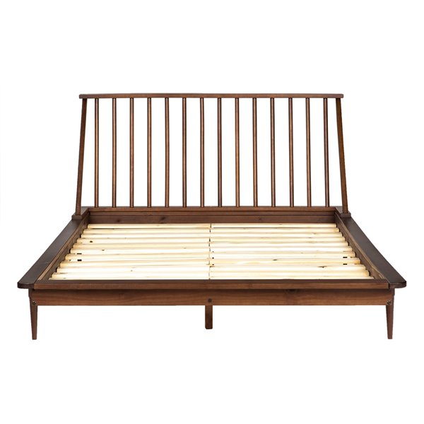 Modern Wood Queen Spindle Bed Walnut, Queen Spindle Bed