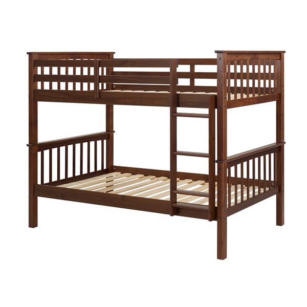 Solid Pine Wood Twin Over Bunk Bed, Your Zone Twin Over Full Bunk Bed Walnuts