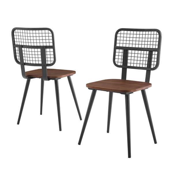 Industrial Mesh Back Dining Chair Set Of 2 Dark Walnut Lowe S Canada