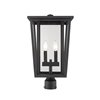 Z-Lite Seoul 2 Light Outdoor Post Mountable Fixture - 11.25-in x 19.75-in - Black/Clear Glass