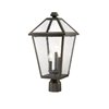 Z-Lite Talbot 3 Light Outdoor Post Mountable Fixture - 10-in x 20.5-in - Rubbed Bronze/Seedy Glass