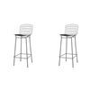 Manhattan Comfort Madeline Barstool - 27.95-in - Charcoal Grey and Black - Set of 2
