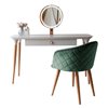 Manhattan Comfort HomeDock Makeup Vanity Table with Kari Chair - Off-White/Green - Set of 2