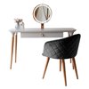 Manhattan Comfort HomeDock Makeup Vanity Table with Kari Chair - Off-White/Black - Set of 2