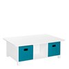RiverRidge Home Kids 6-Cubby Storage Activity Table - 28-in x 40.13-in x 14.38-in - White/2 Turquoise Bins