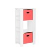 RiverRidge Home Book Nook Kids Cubby Storage Tower with Bookshelves - 17.38-in x 37-in - White/2 Coral Bins