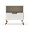 Manhattan Comfort Rockefeller 1.0 Nightstand - 21.65-in - Off-White and Natural